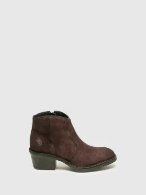 DarkRed Zip Up Ankle Boots