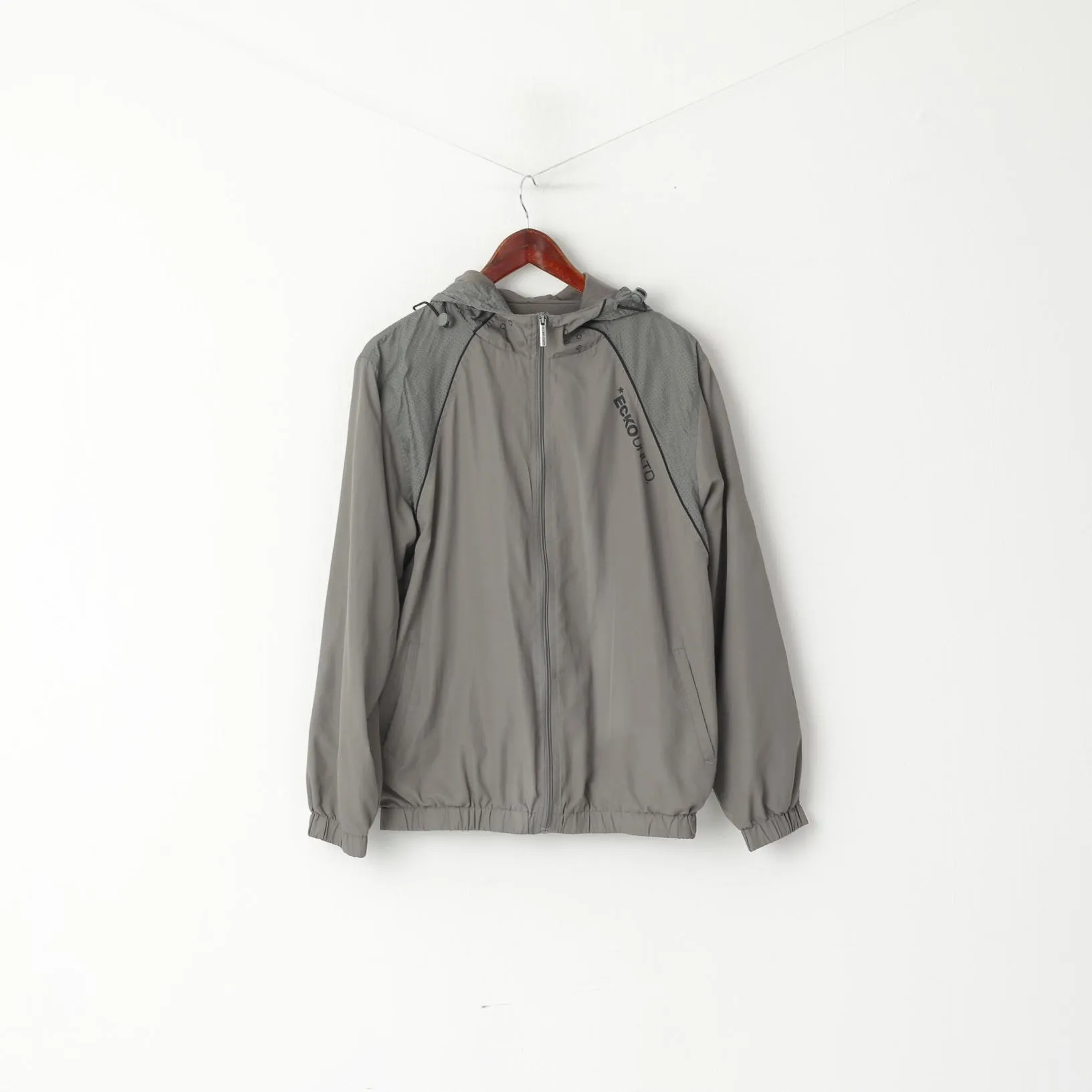 ECKO Unltd. Men S Jacket Gray Lightweight Zip Up Hooded Big Logo Sport Top
