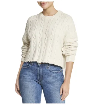 Editors Choice Cropped Boxy Cable Knit Sweater  Last Few Pieces!
