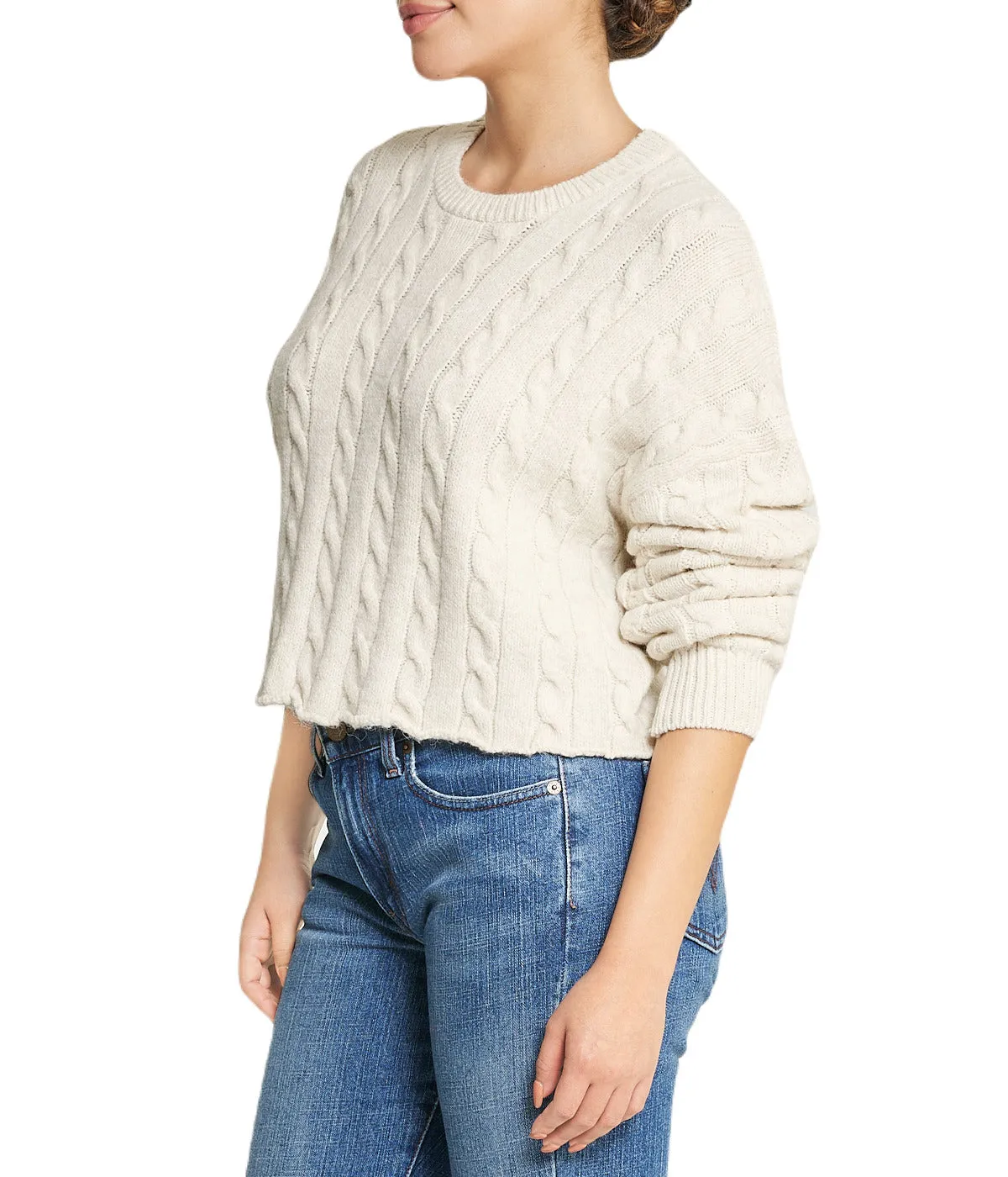 Editors Choice Cropped Boxy Cable Knit Sweater  Last Few Pieces!