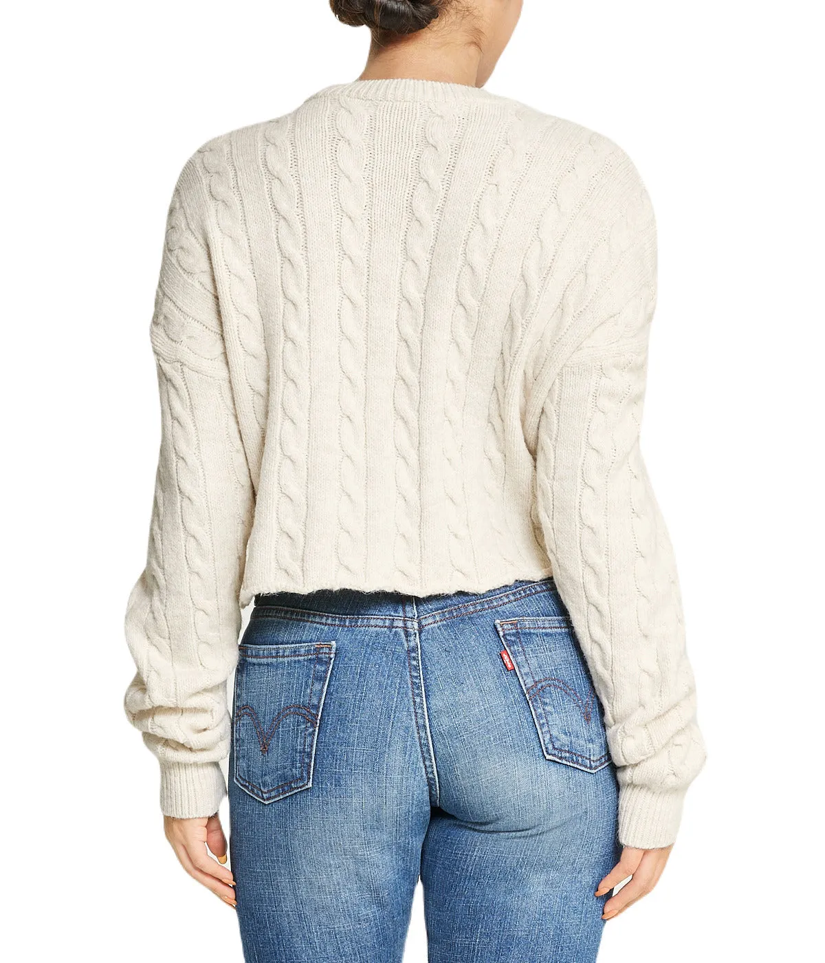 Editors Choice Cropped Boxy Cable Knit Sweater  Last Few Pieces!