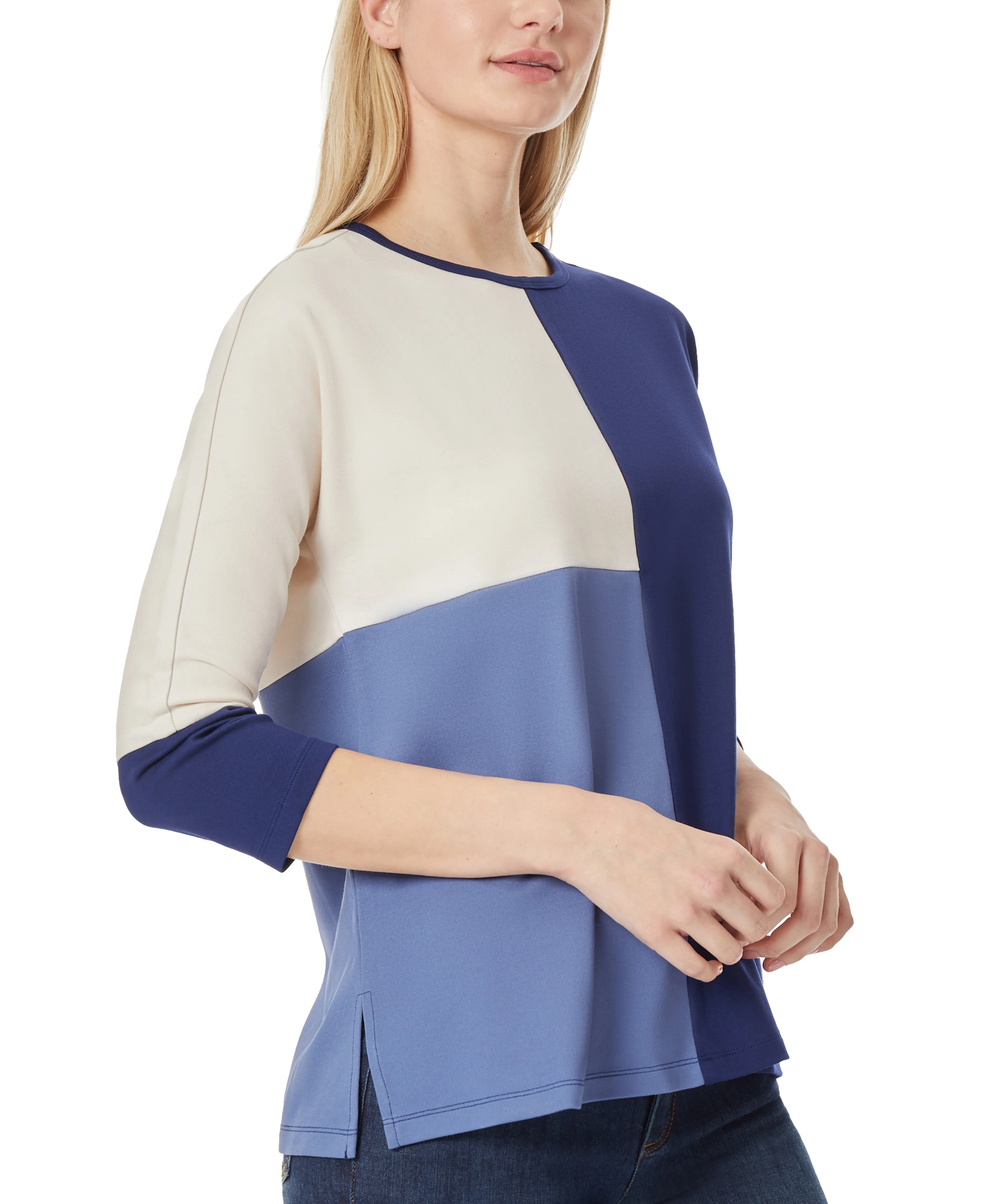 Exclusive Colorblocked 3/4 Dolman Sleeve Pullover  Stylish & Comfortable