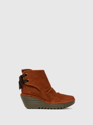 Firebrick Wedge Ankle Boots