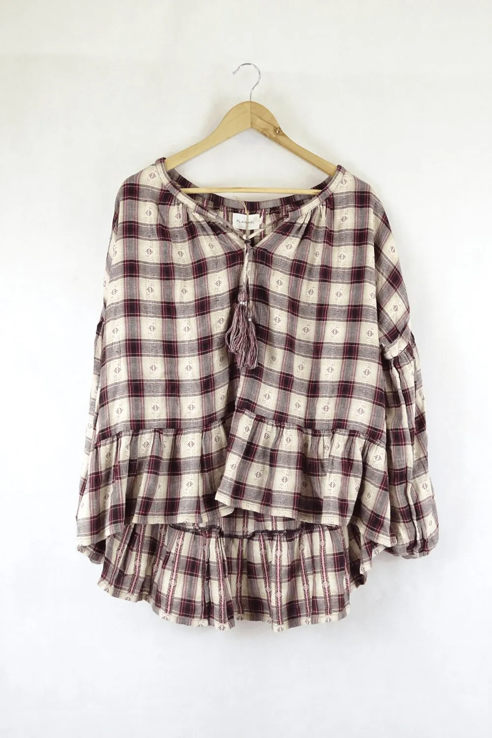 Flannel Brown And Burgundy Top S