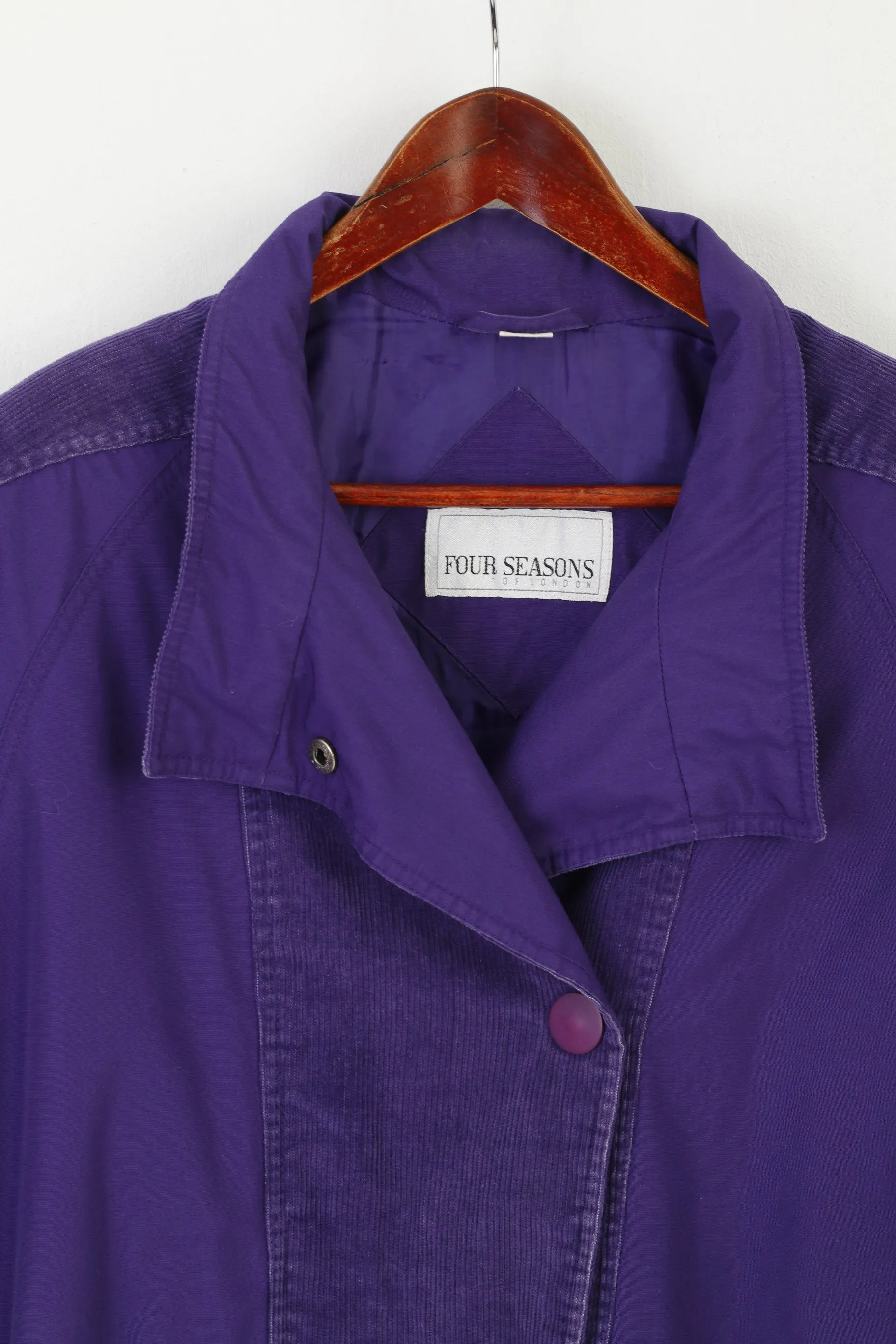 Four Seasons Of London Women 10 38 M Jacket Purple Cotton Padded Shoulder Pads Top