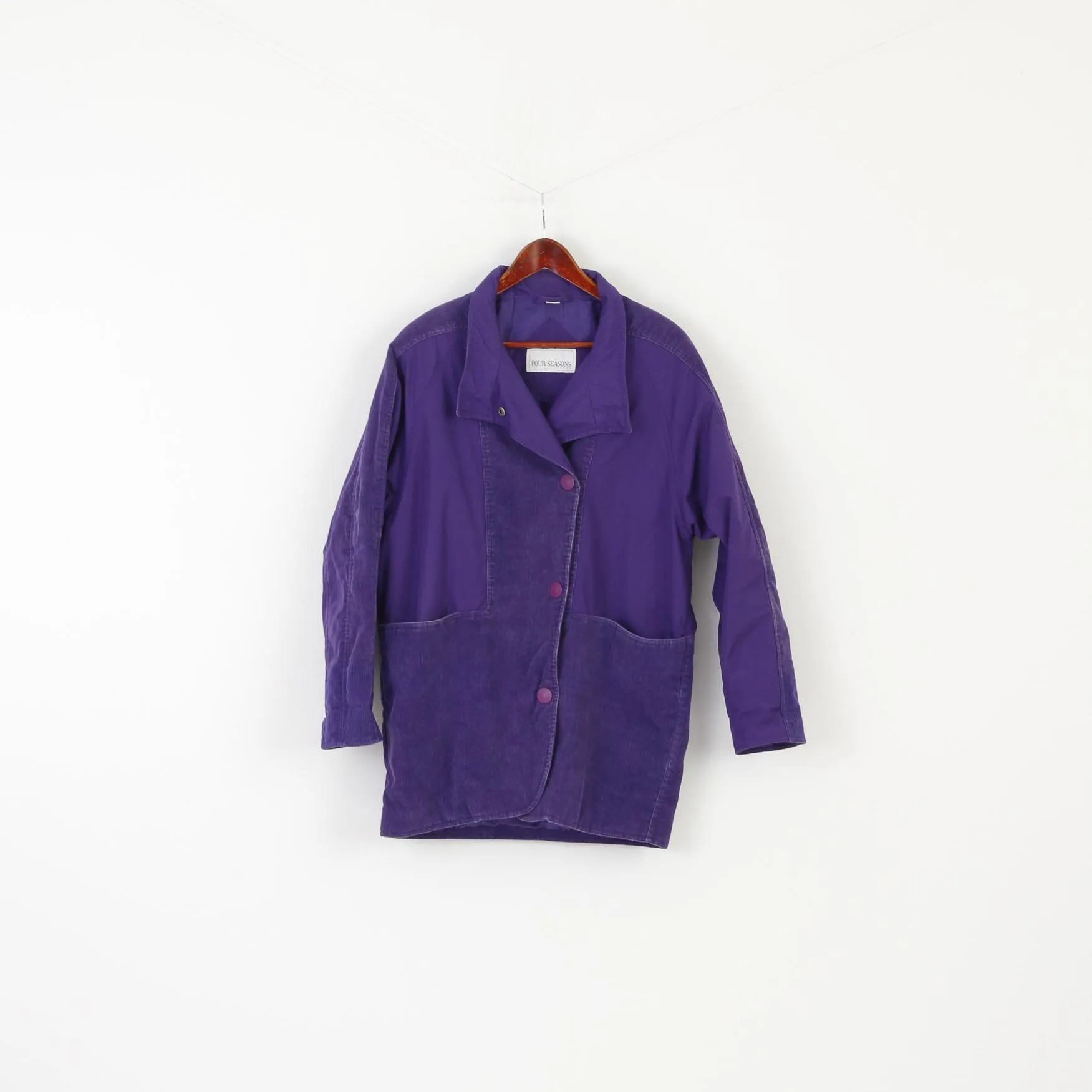 Four Seasons Of London Women 10 38 M Jacket Purple Cotton Padded Shoulder Pads Top