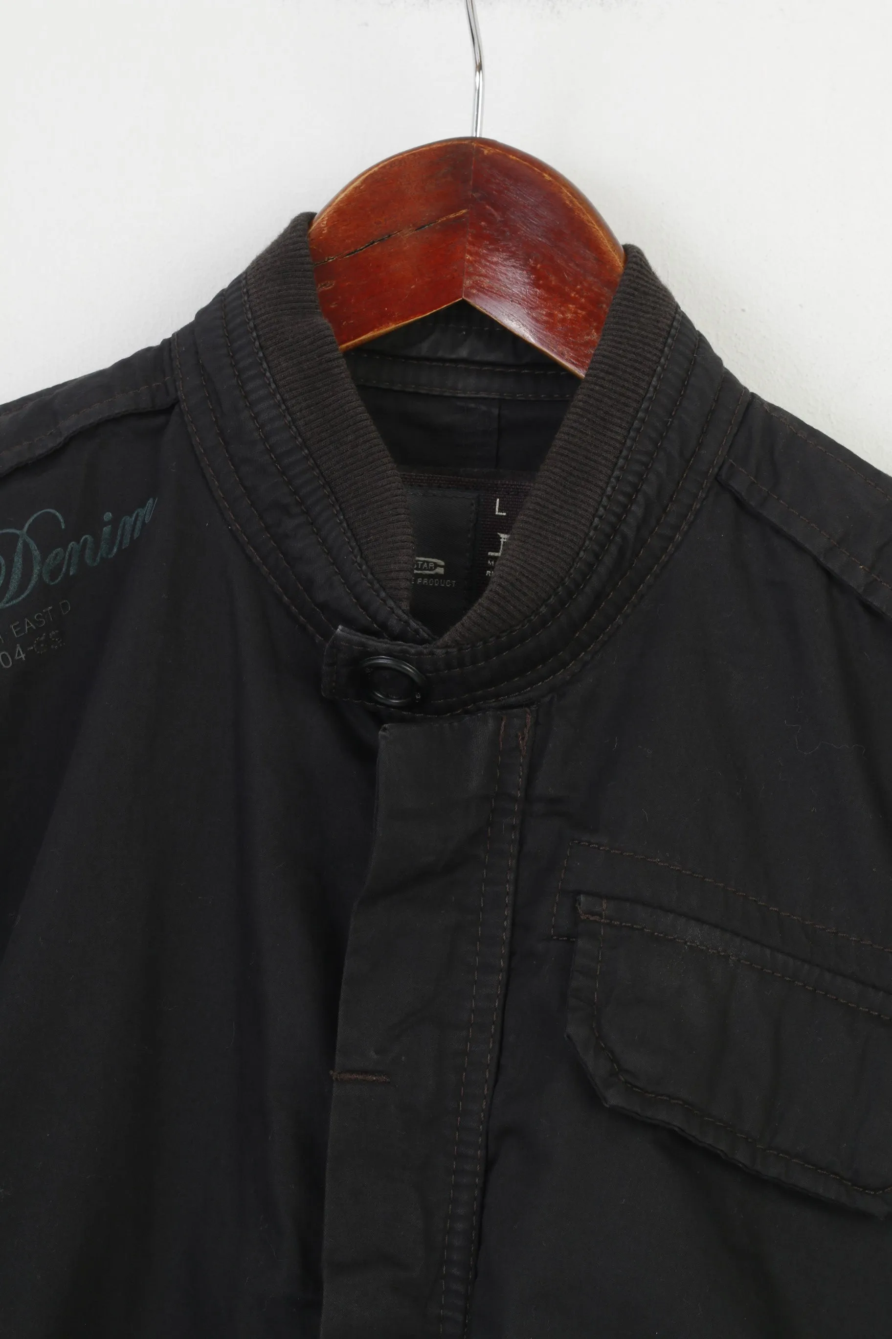G-Star Men L Jacket Black Cotton Full Zipper Vintage Regulation Raw Denim Top