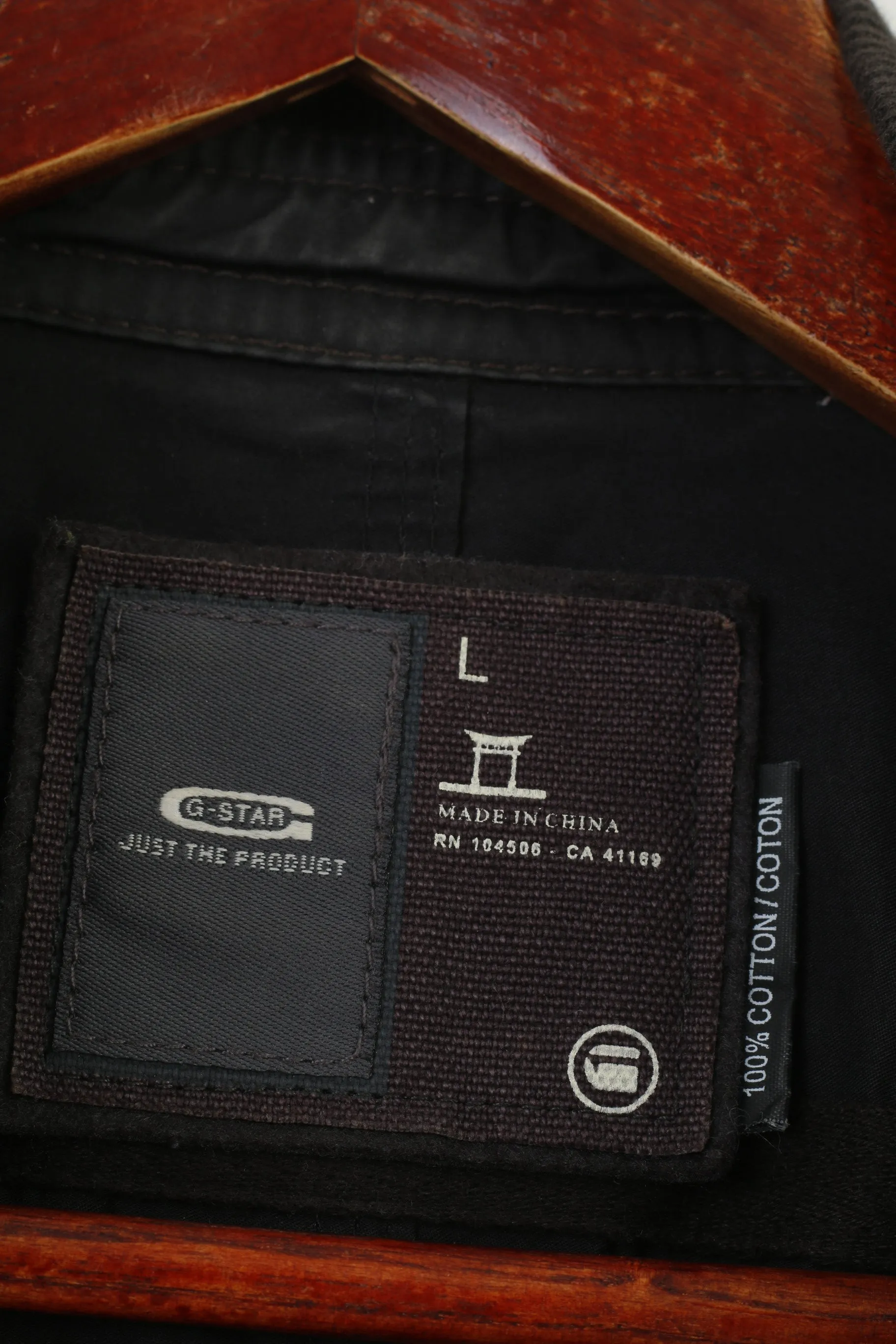 G-Star Men L Jacket Black Cotton Full Zipper Vintage Regulation Raw Denim Top