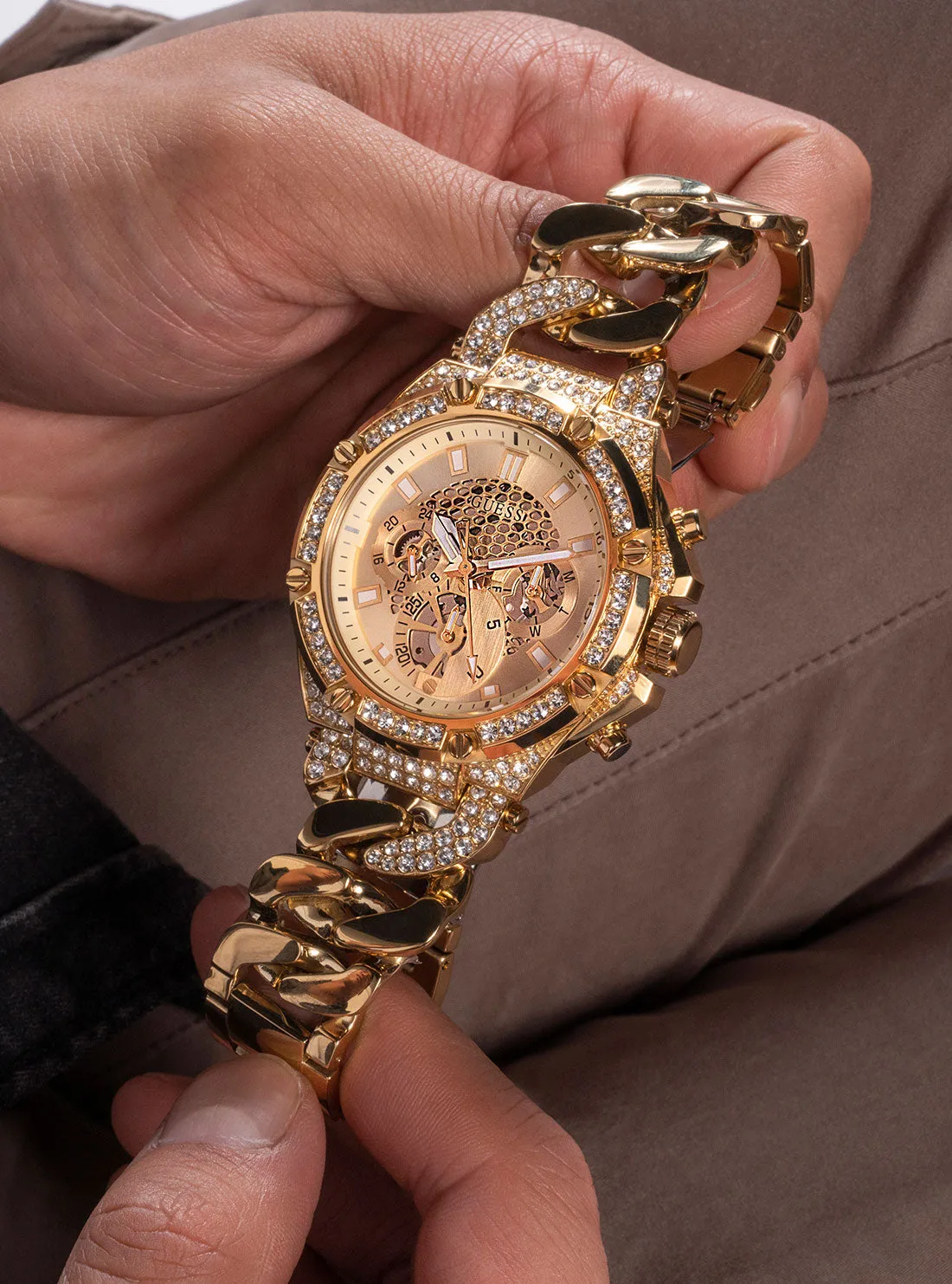 Gold Baron Glitz Watch Guess