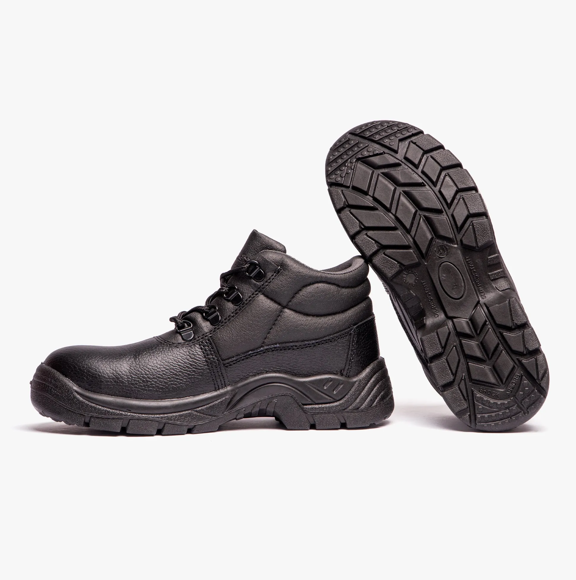 Grafters M9536A Unisex Leather Chukka Safety Boots Black