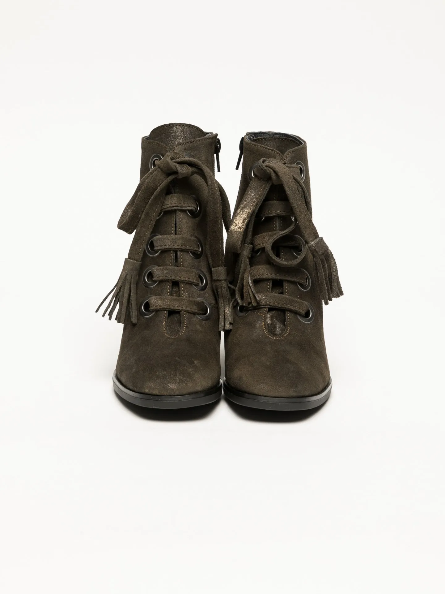 Green Lace-up Ankle Boots