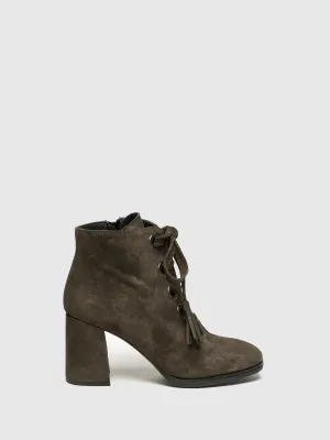 Green Lace-up Ankle Boots