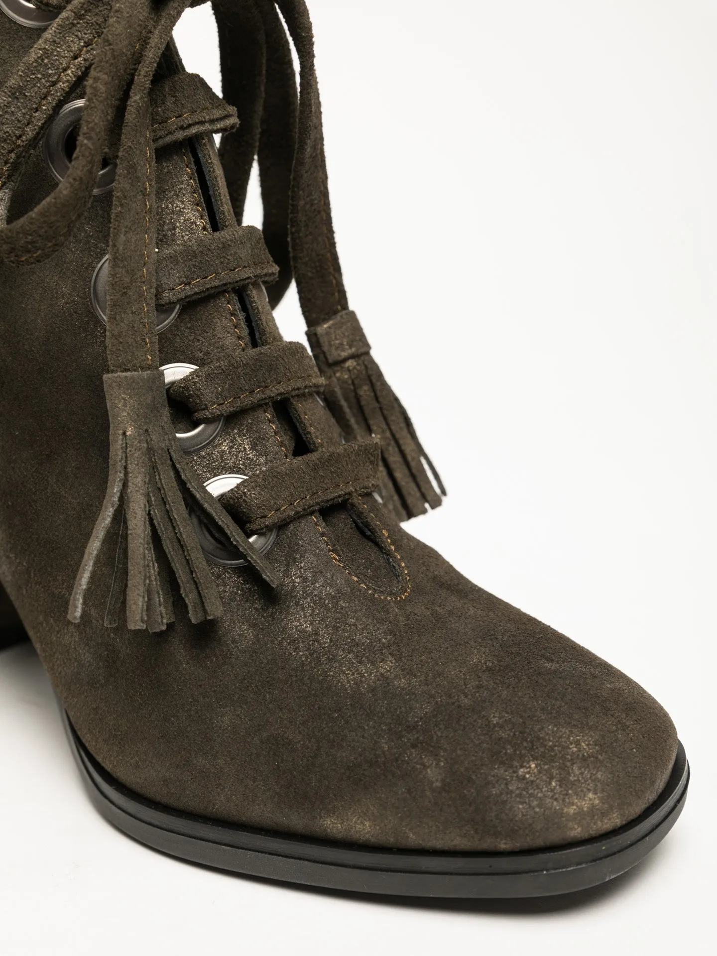 Green Lace-up Ankle Boots