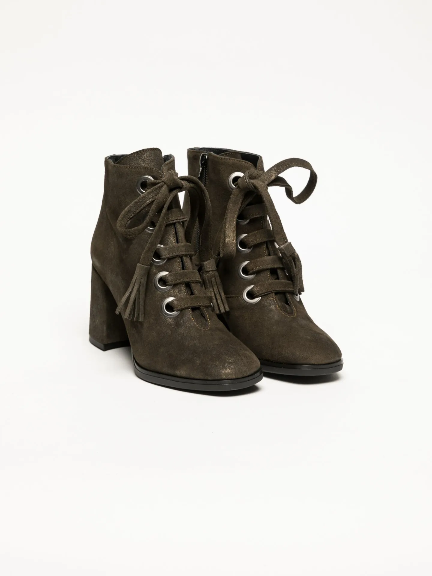 Green Lace-up Ankle Boots