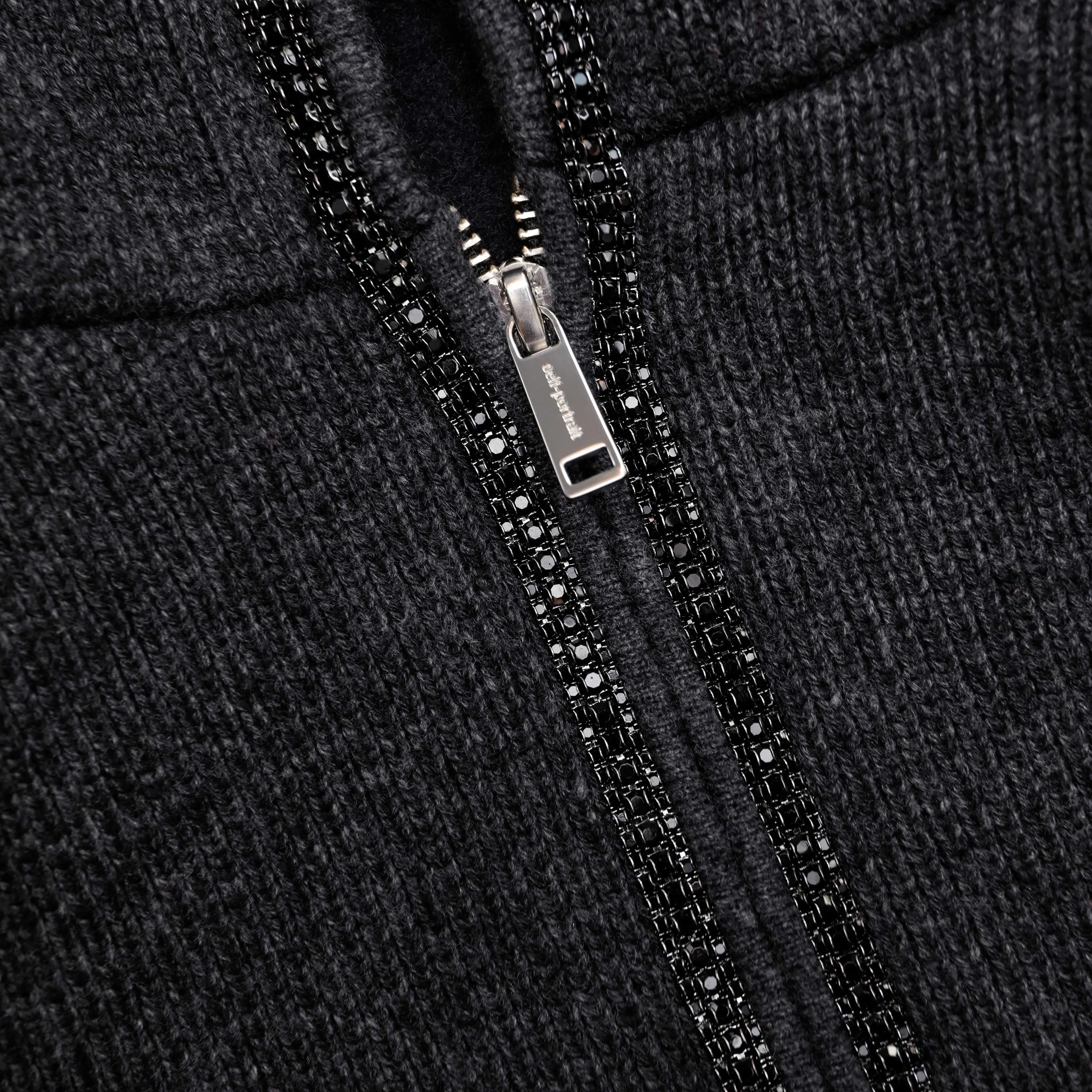 Grey Knit Cropped Hoodie Self Portrait