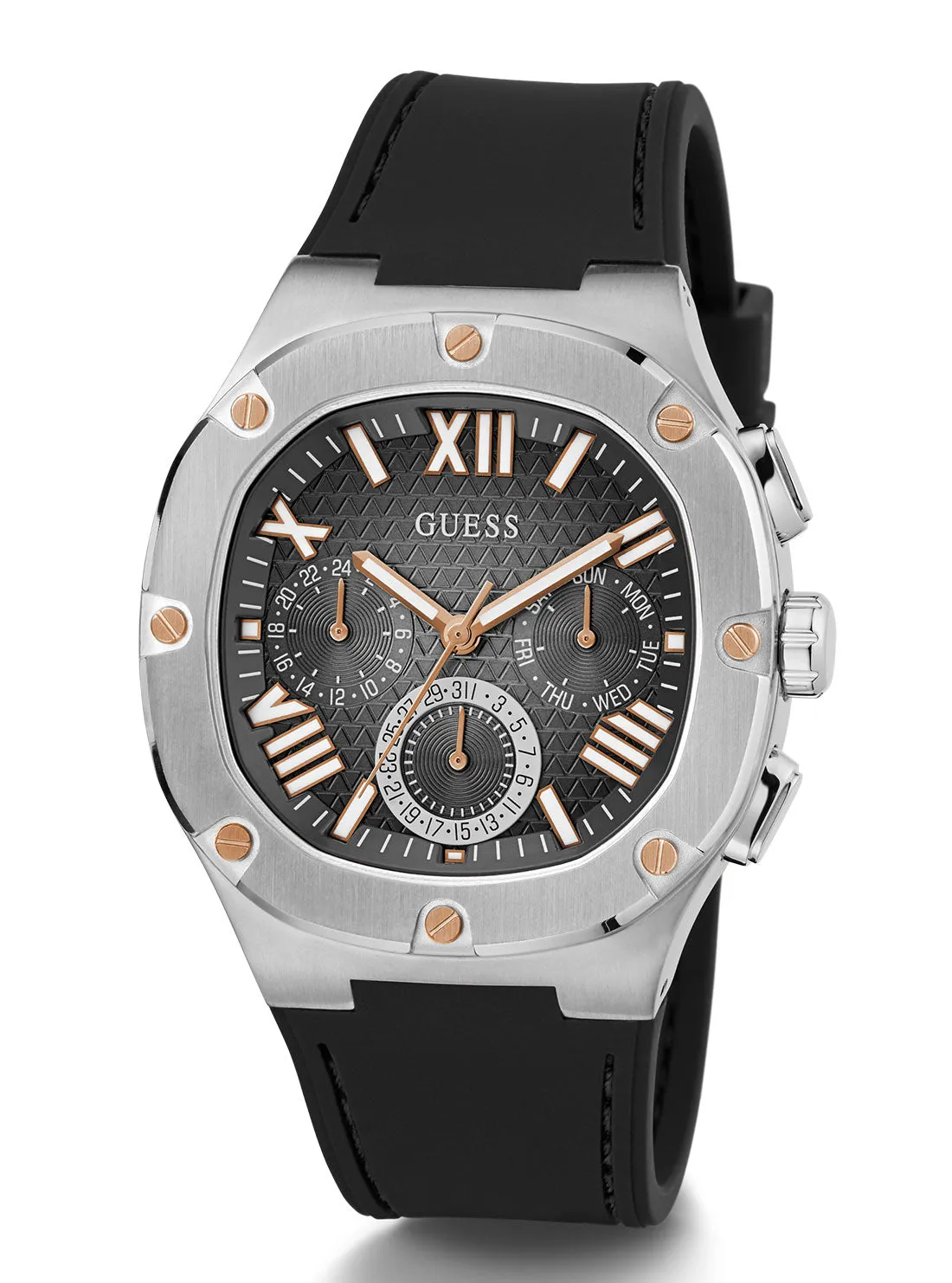 Gunmetal Headline Silicone Watch Guess