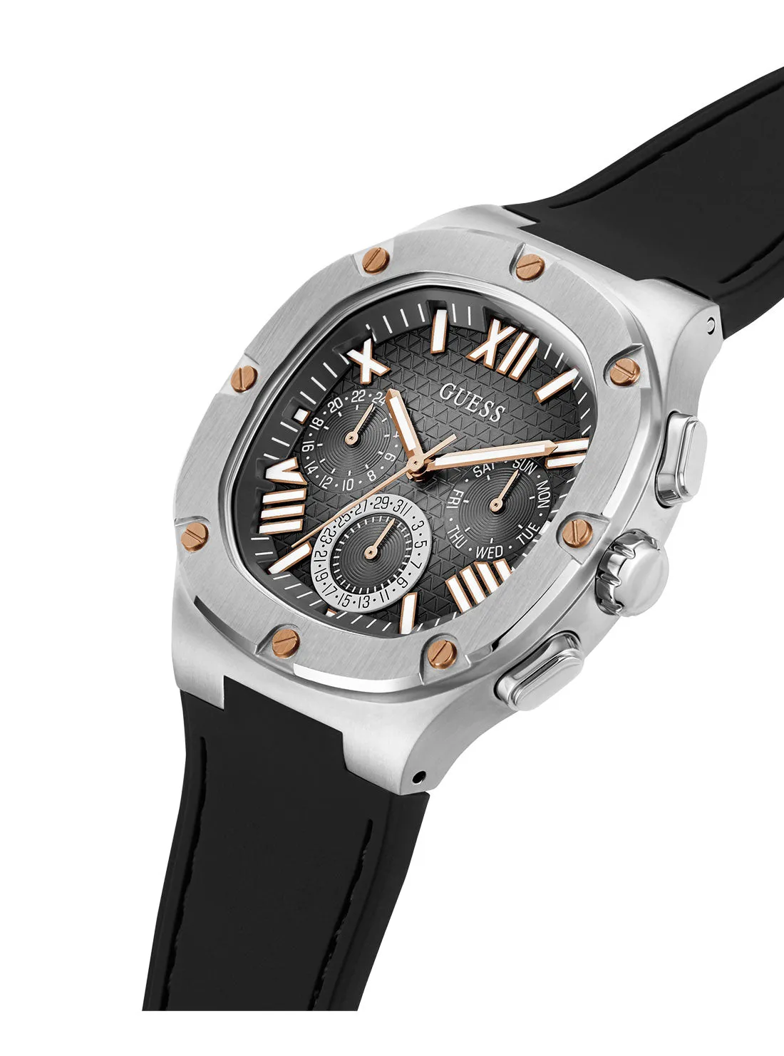 Gunmetal Headline Silicone Watch Guess