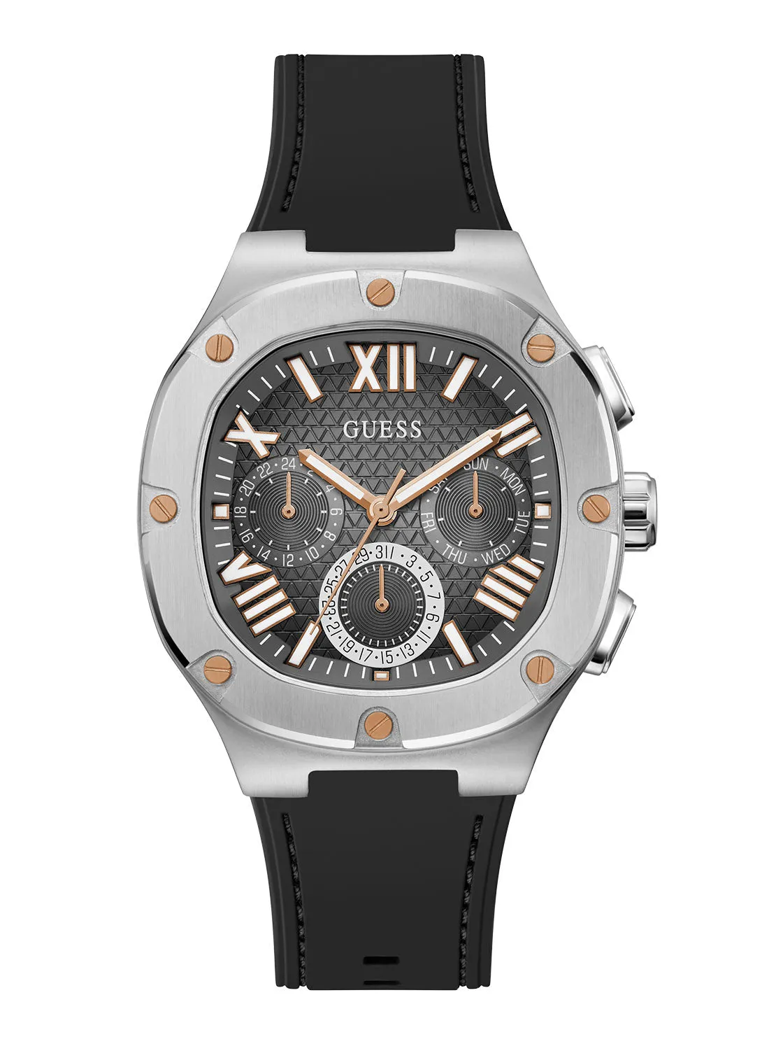 Gunmetal Headline Silicone Watch Guess