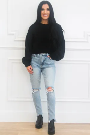 Hallie Cropped Sweater: Black