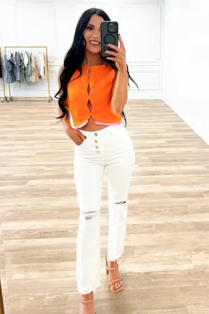 Happier Days Cutout Top: Orange/Pink