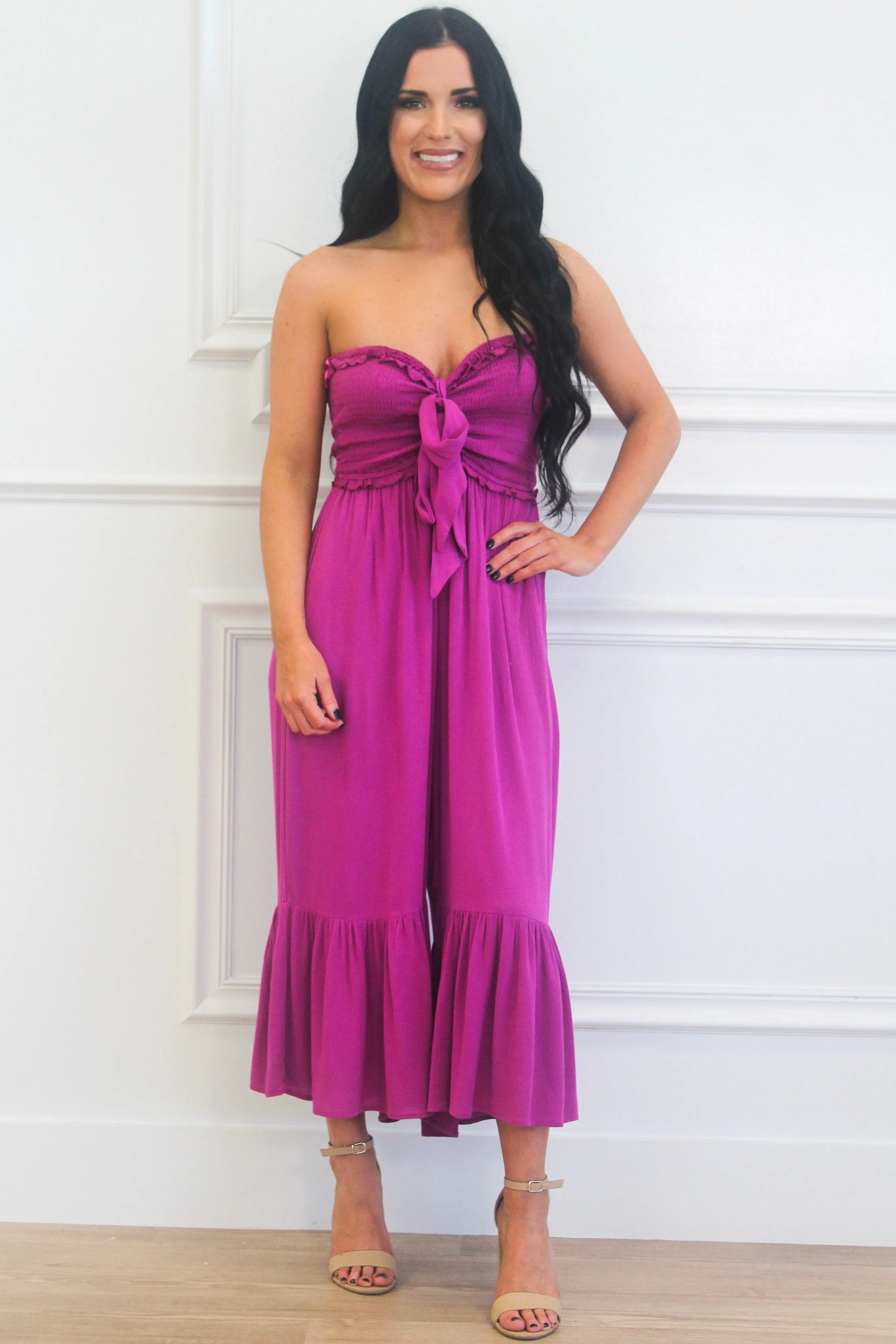 Happy Place Smocked Jumpsuit: Orchid