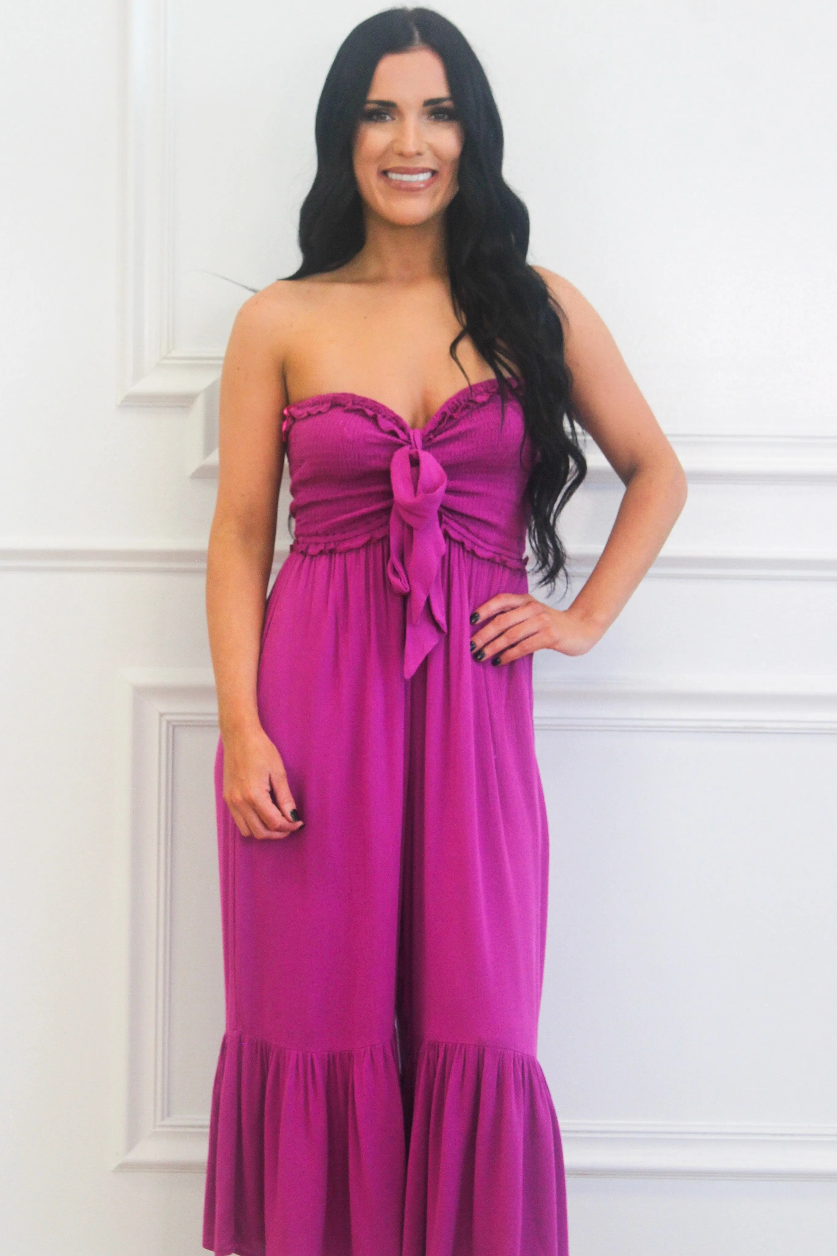Happy Place Smocked Jumpsuit: Orchid