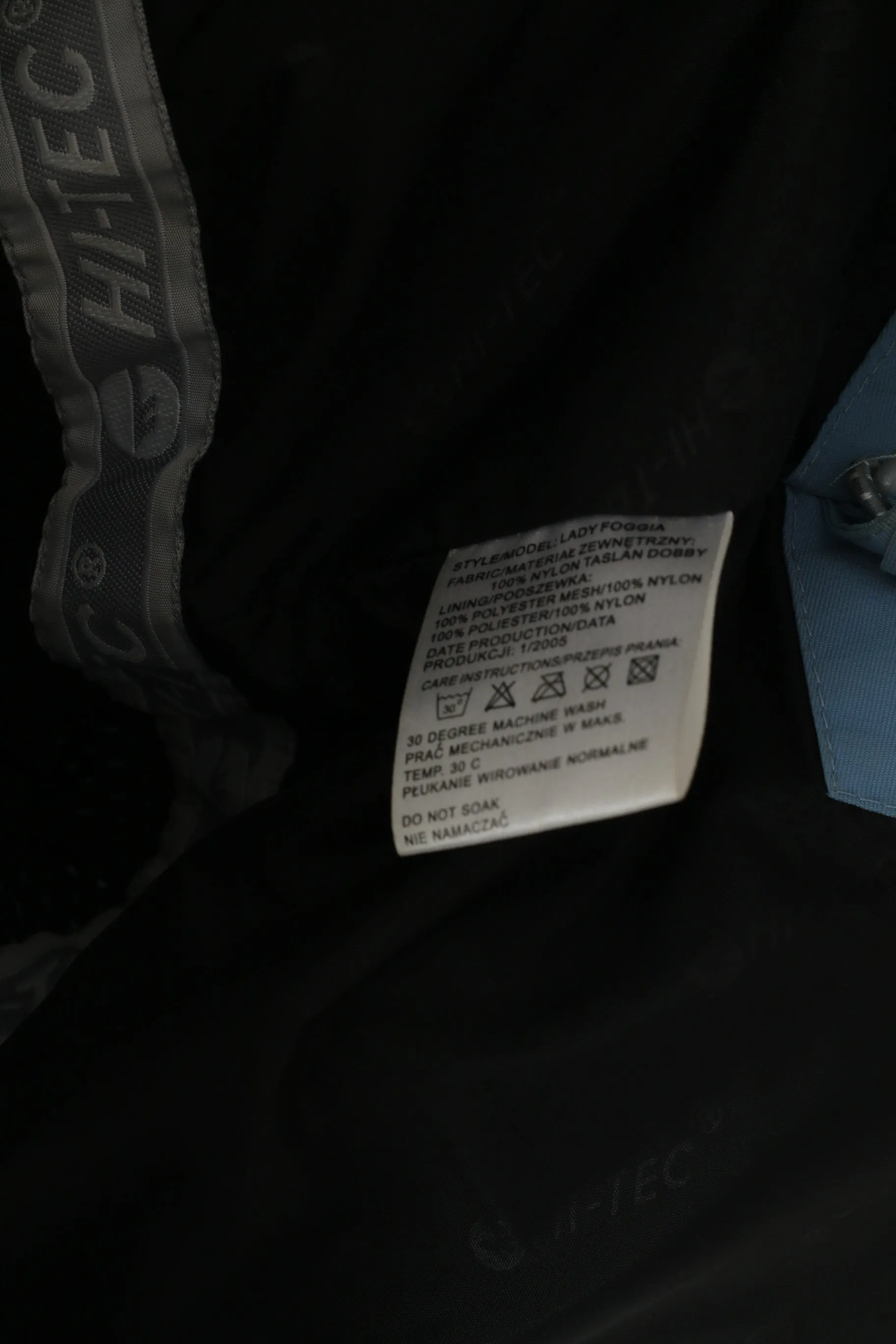Hi-Tec Women M Jacket Blue Lady Foggia Hooded Nylon Outdoor 1500 Technology Top