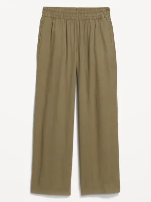 High-Waisted Linen-Blend Wide-Leg Pants