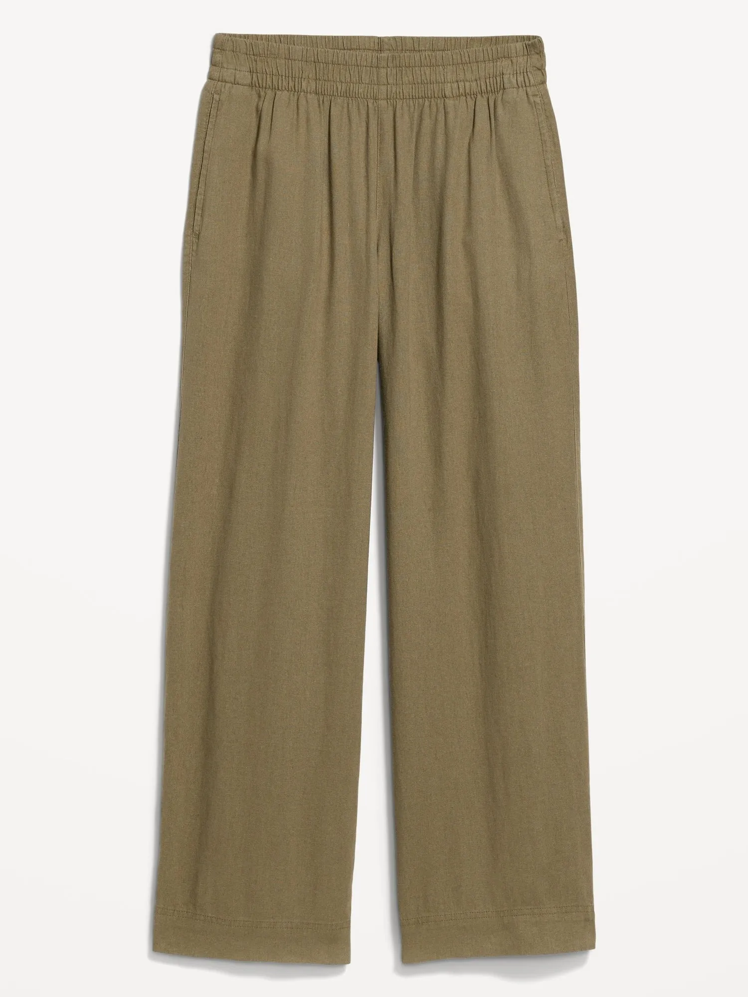 High-Waisted Linen-Blend Wide-Leg Pants