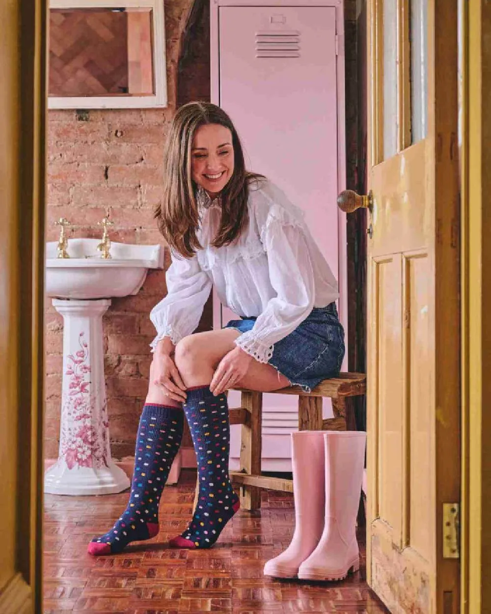 HJ Hall Womens Spot Welly Socks