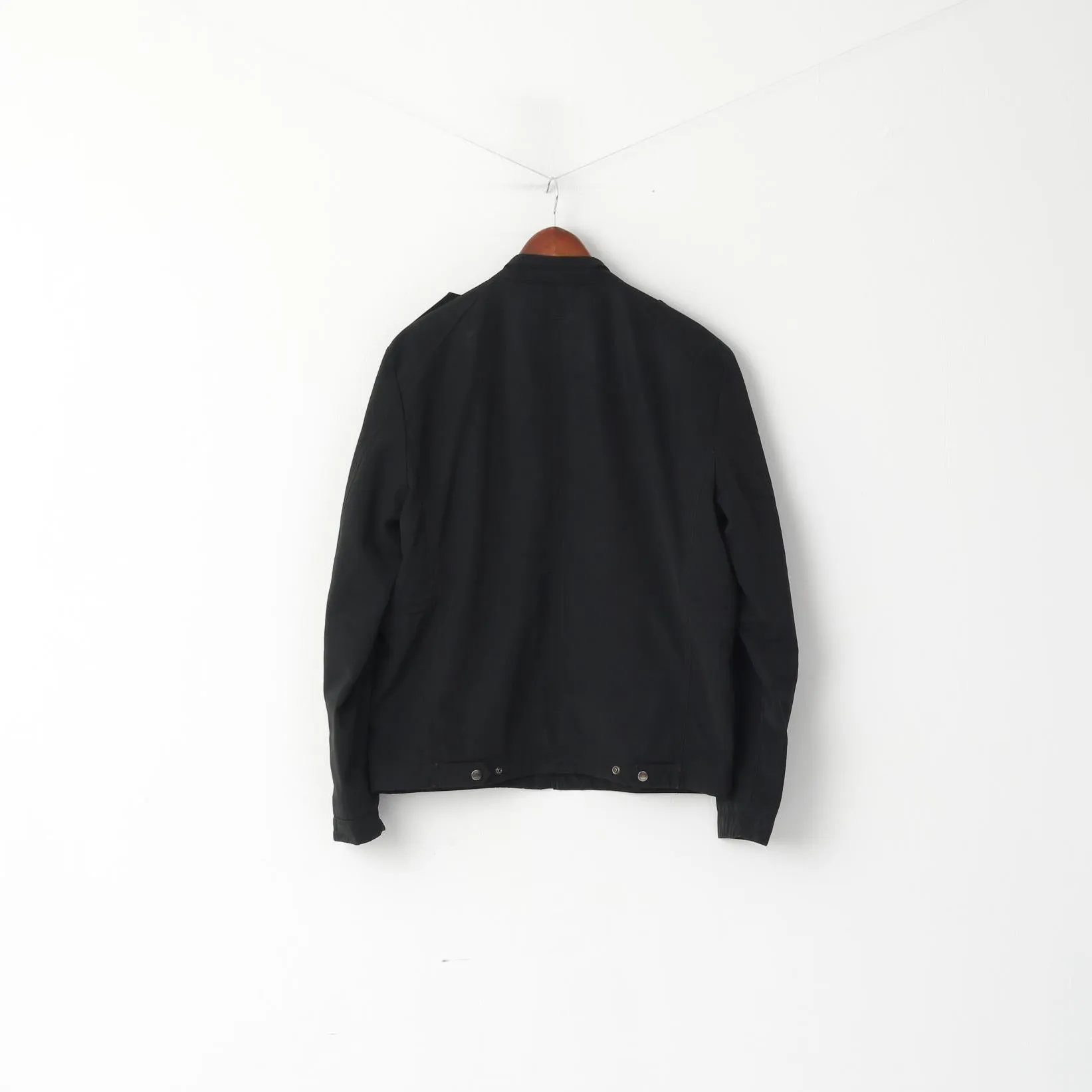Hugo Boss Men 52 42R M Jacket Black Shiny Bomber Zip Up Lightweight Top