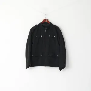 Hugo Boss Men 52 42R M Jacket Black Shiny Bomber Zip Up Lightweight Top
