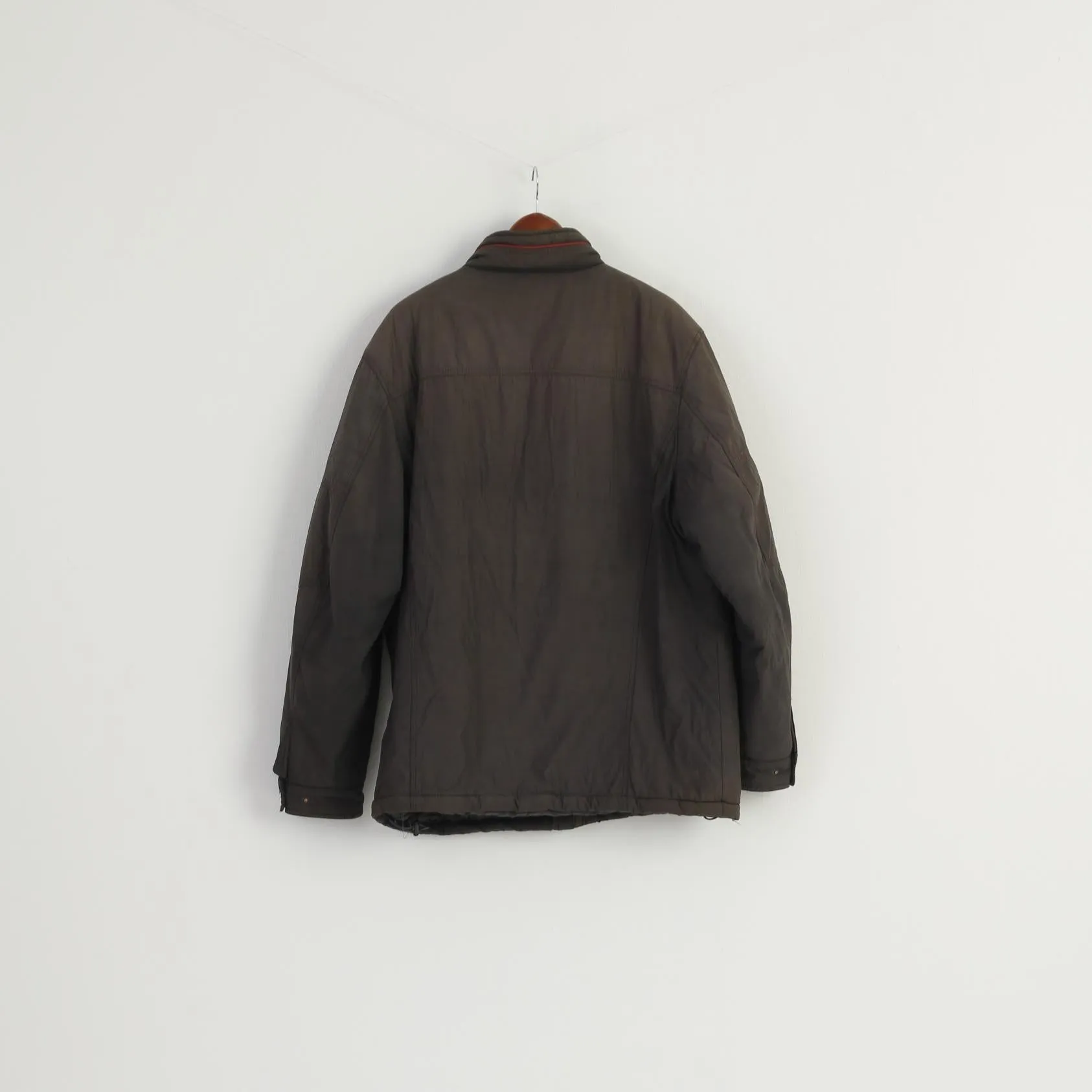 ISSHO Men 54 2XL (XL) Jacket Brown Cotton Italy Casual Collection Padded Zip Up Top