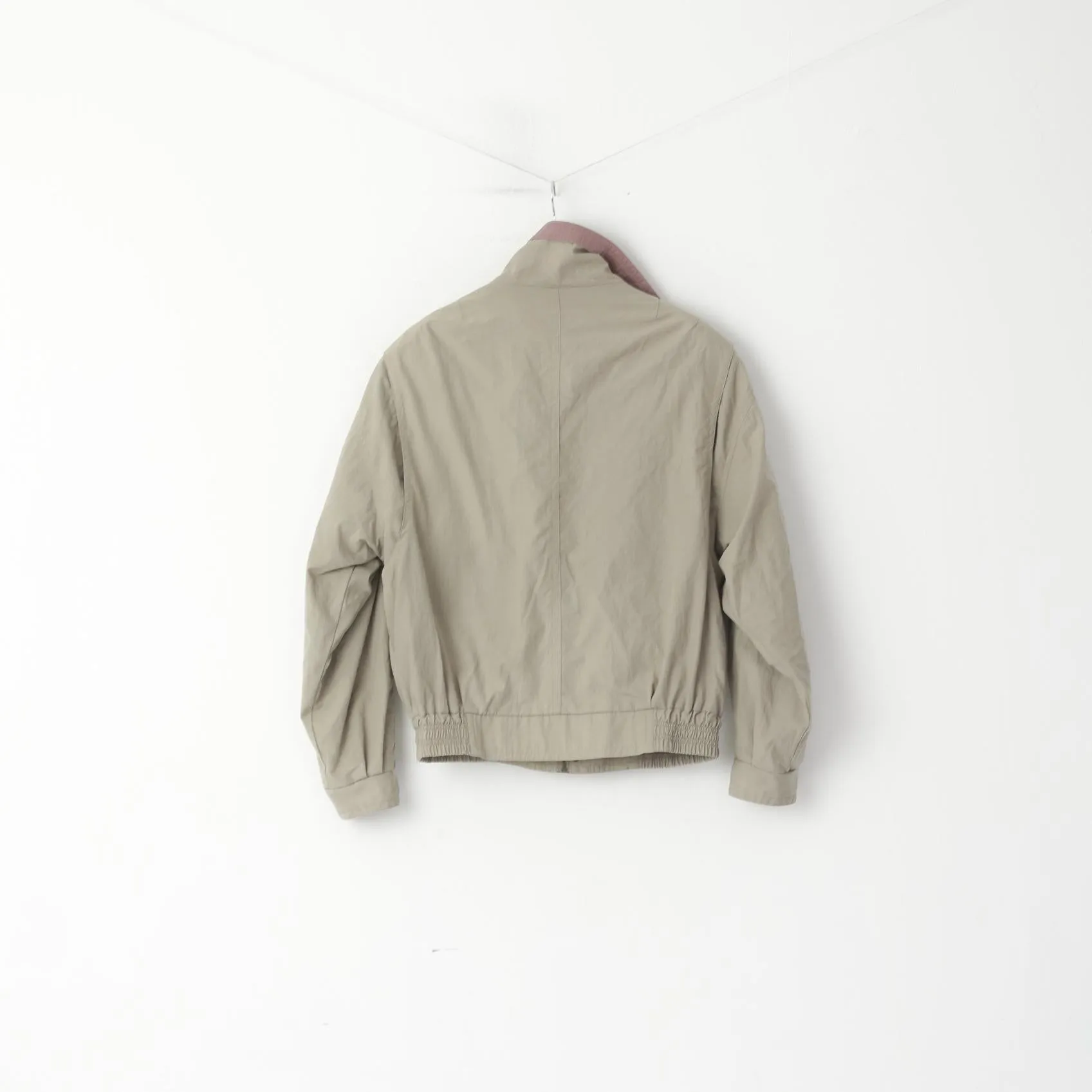 Jacques Galle Men 48 M Bomber Jacket Khaki Full Zipper Shoulder Pads Vintage Top