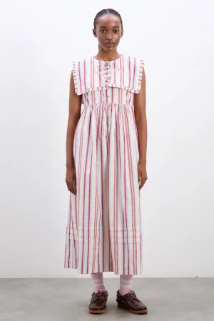 Josephine Midi Dress (Butter Cherry Stripe)