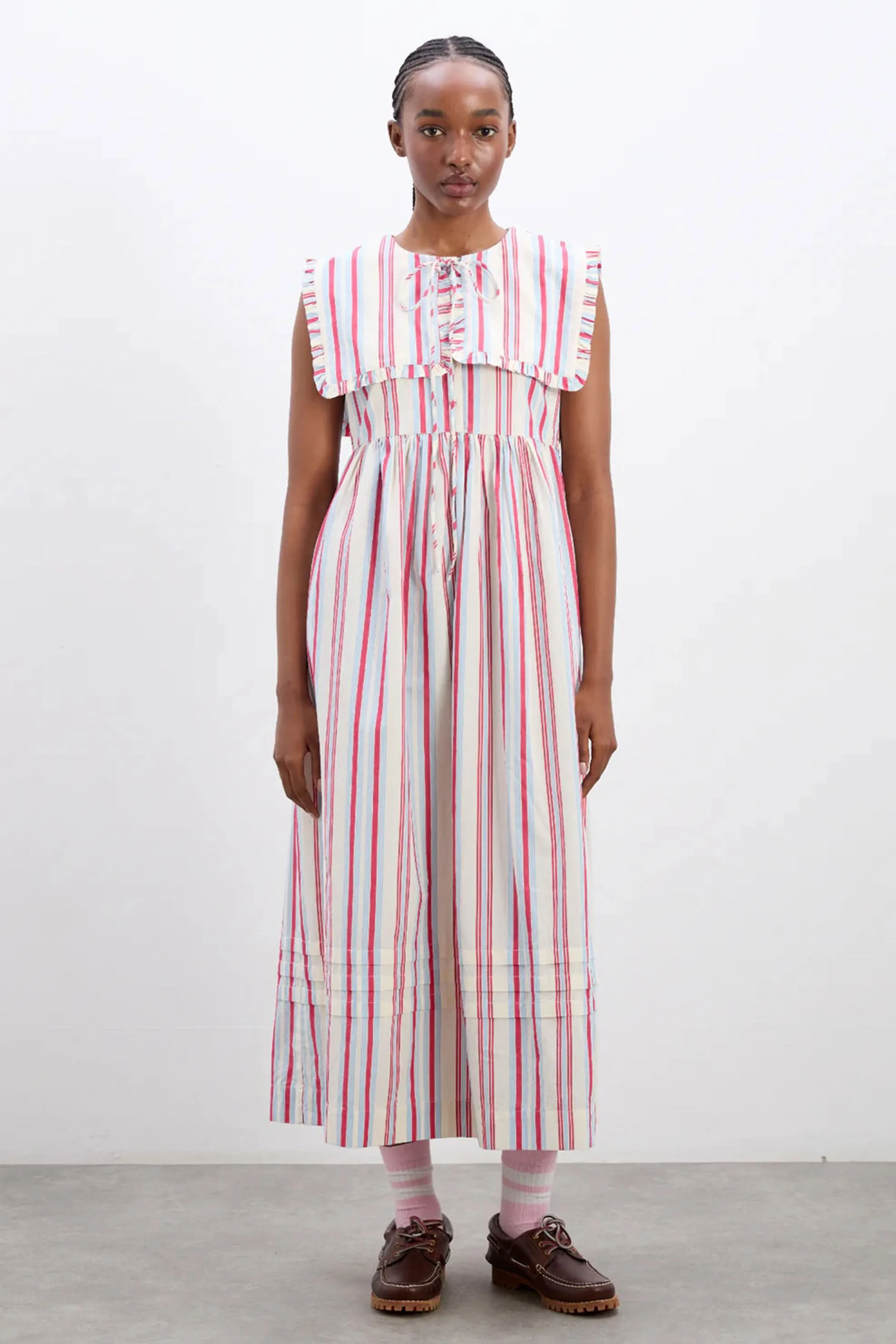 Josephine Midi Dress (Butter Cherry Stripe)