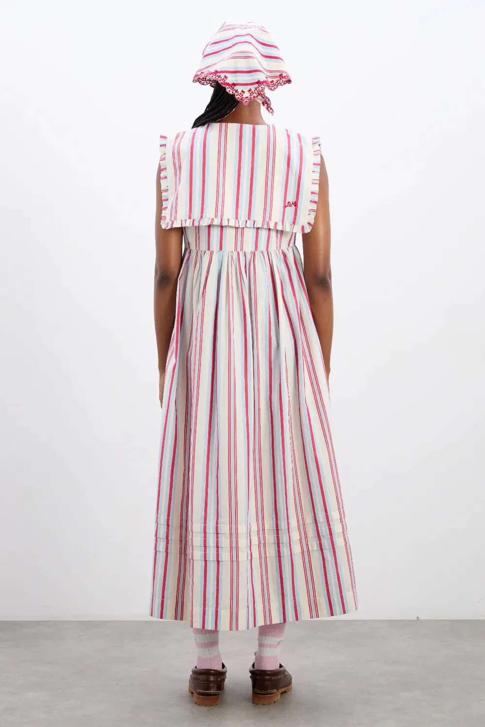 Josephine Midi Dress (Butter Cherry Stripe)