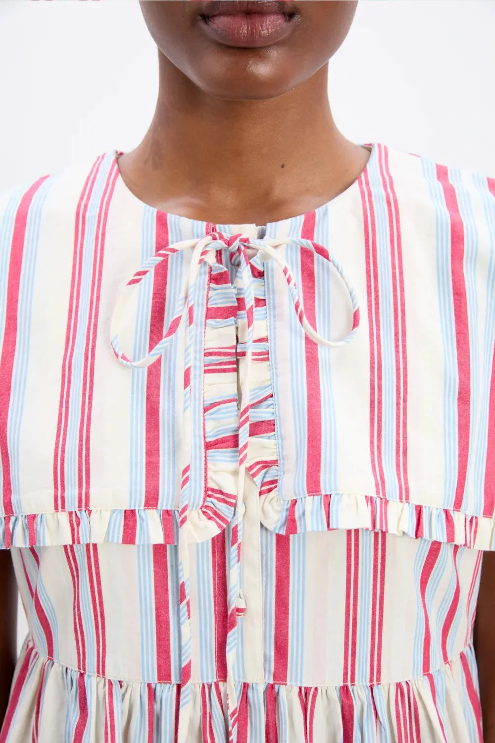 Josephine Midi Dress (Butter Cherry Stripe)