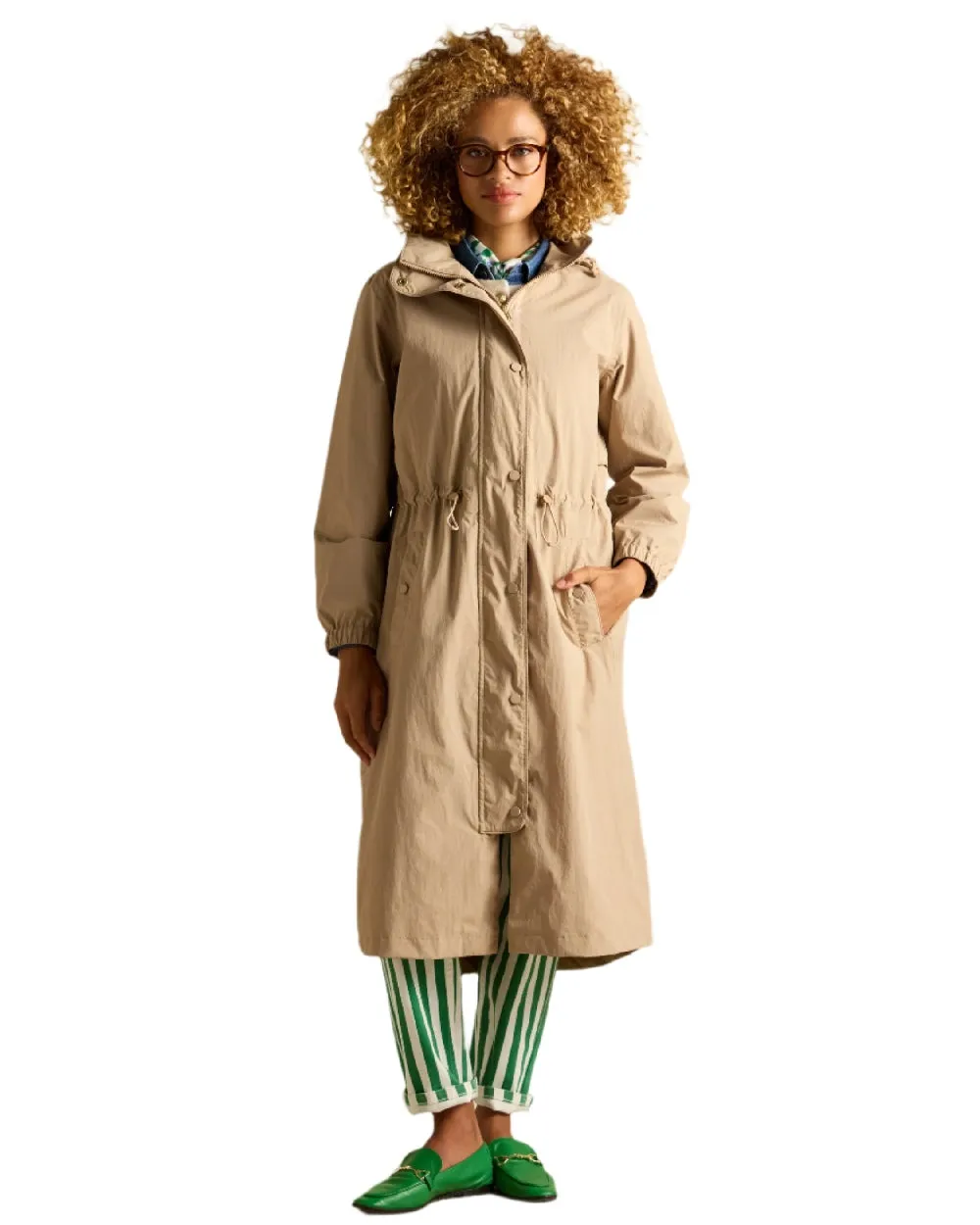 Joules Womens Hensley Waterproof Longline Coat with Packable Hood