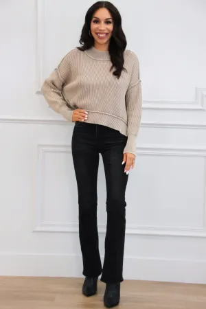 Keep Close Oversized Cropped Sweater: Light Mocha