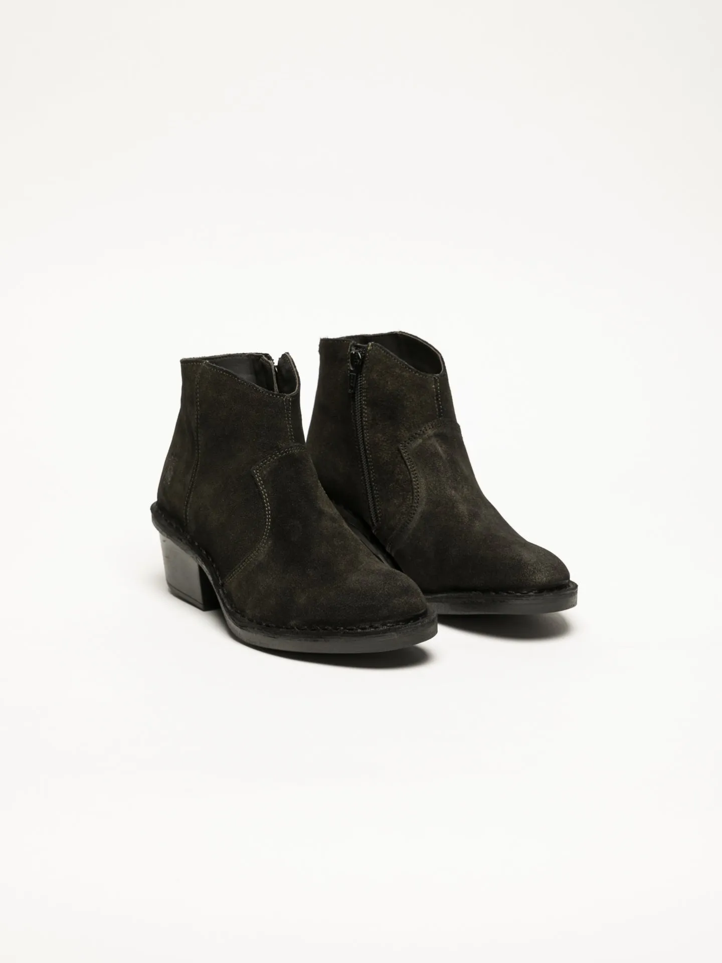 Khaki Zip Up Ankle Boots