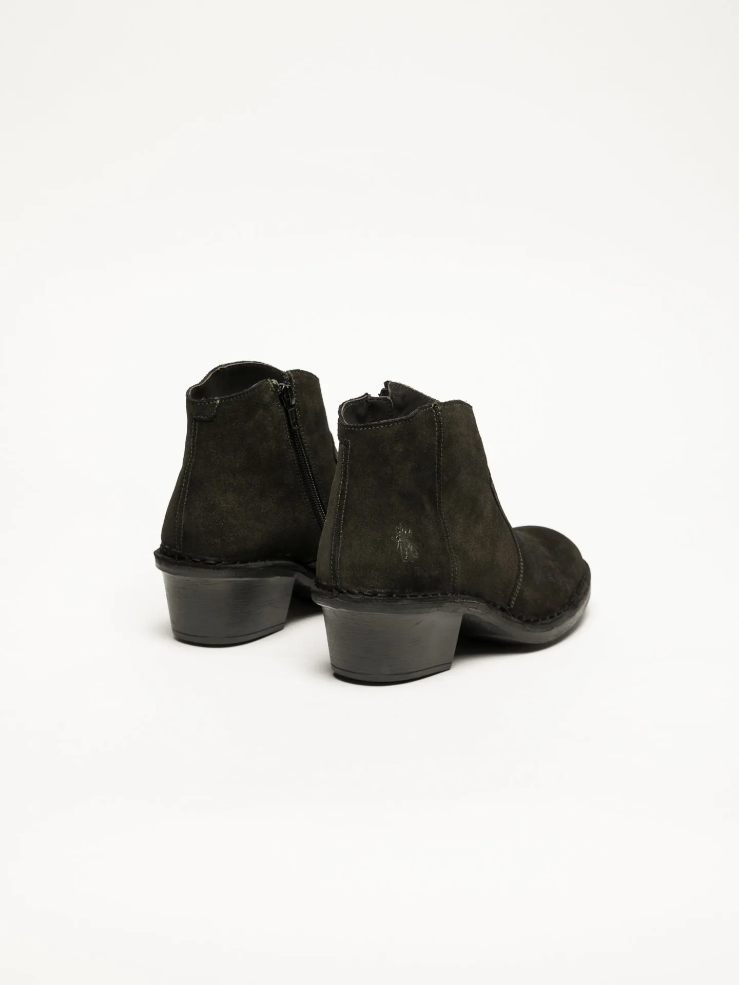 Khaki Zip Up Ankle Boots