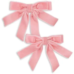 Konges Sljd Peony Pink 2 Pack Velvet Double Bow Hair Clips