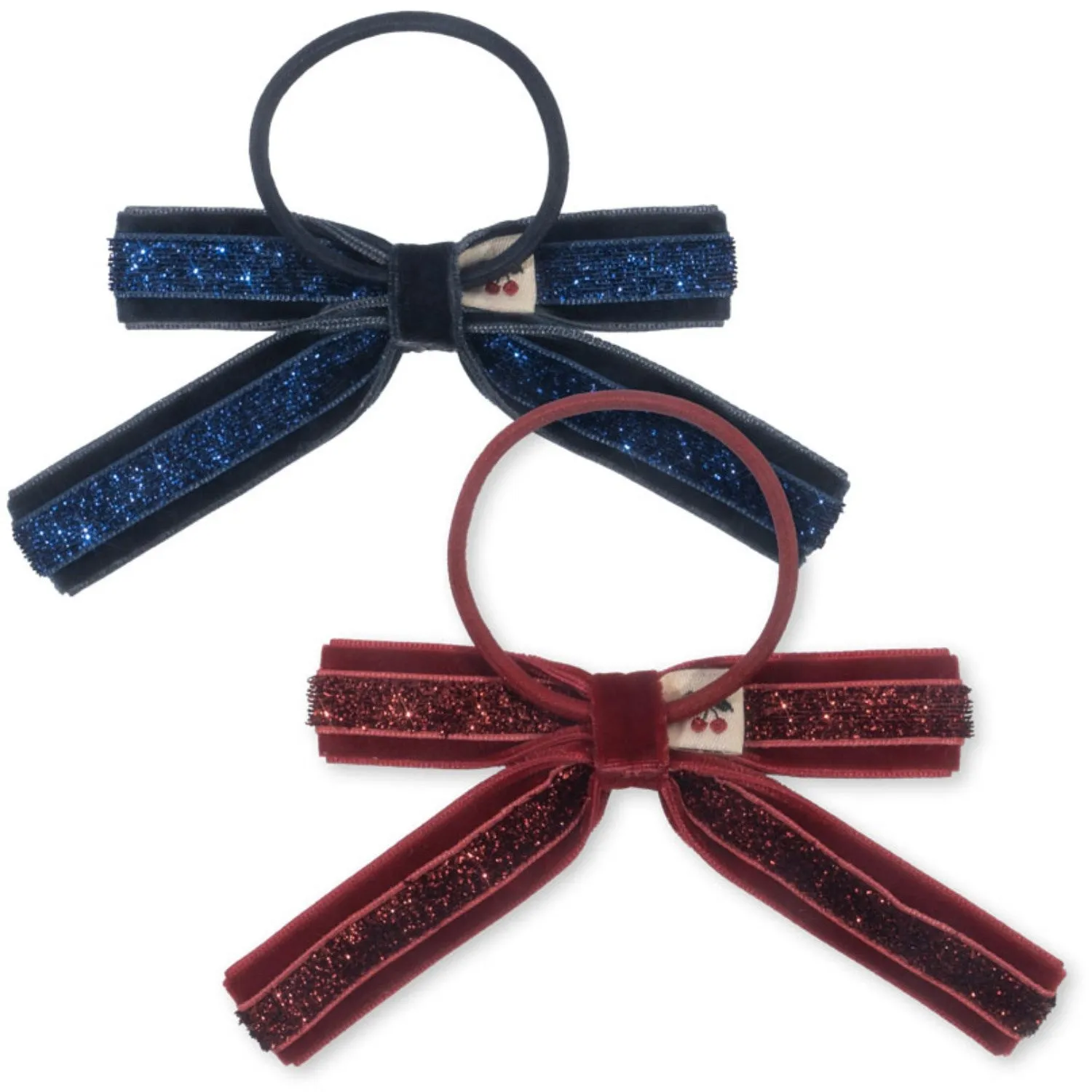 Konges Sljd Red/Navy 2 Pack Velvet Bow Elastic