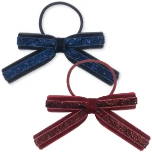 Konges Sljd Red/Navy 2 Pack Velvet Bow Elastic