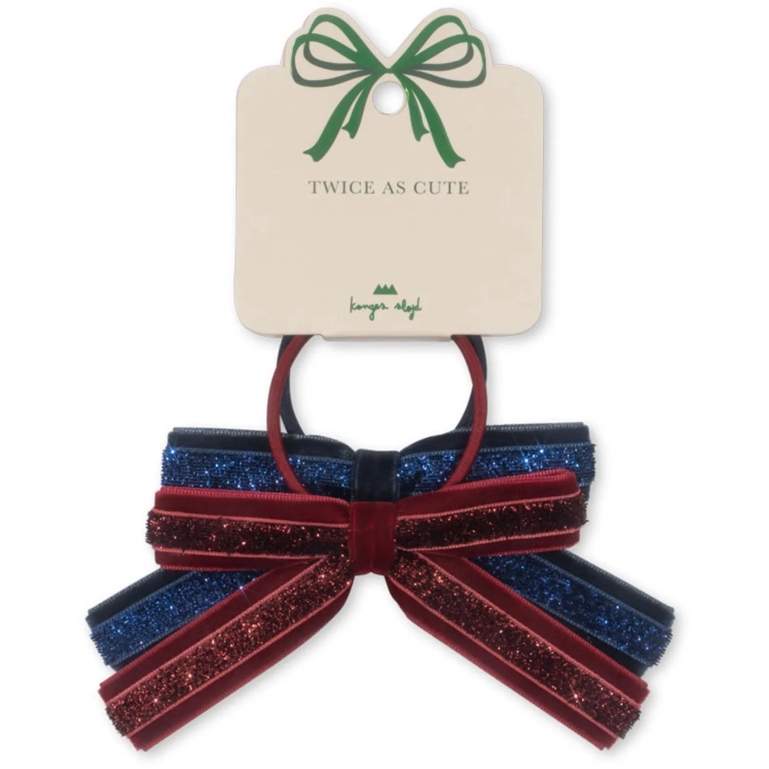 Konges Sljd Red/Navy 2 Pack Velvet Bow Elastic