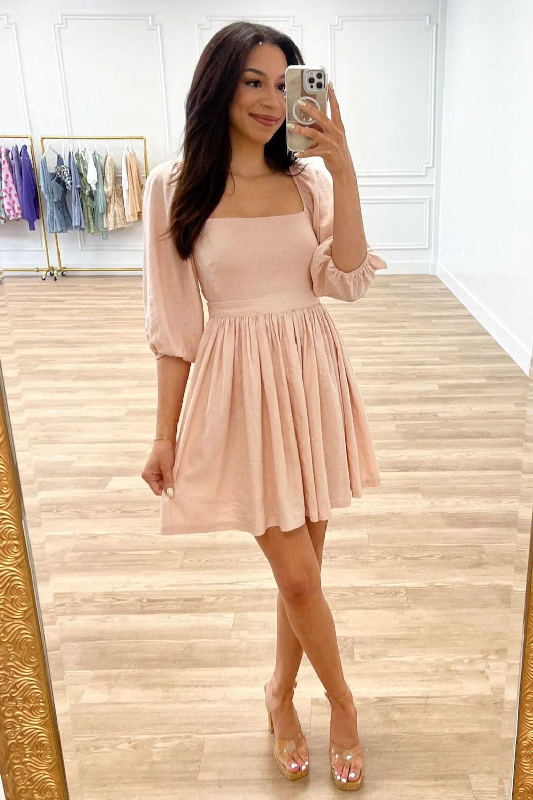 Lorella Babydoll Dress: Pink