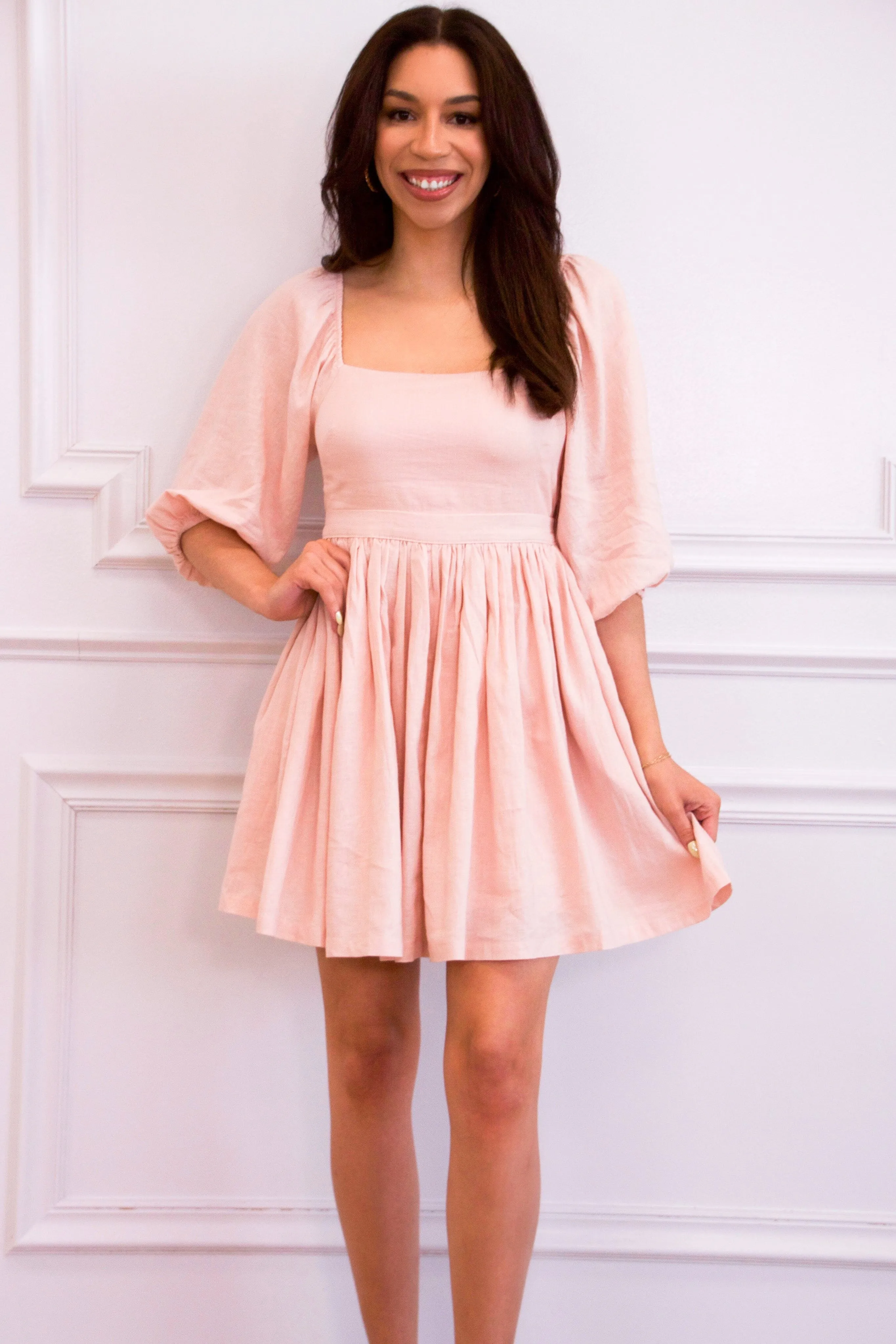 Lorella Babydoll Dress: Pink
