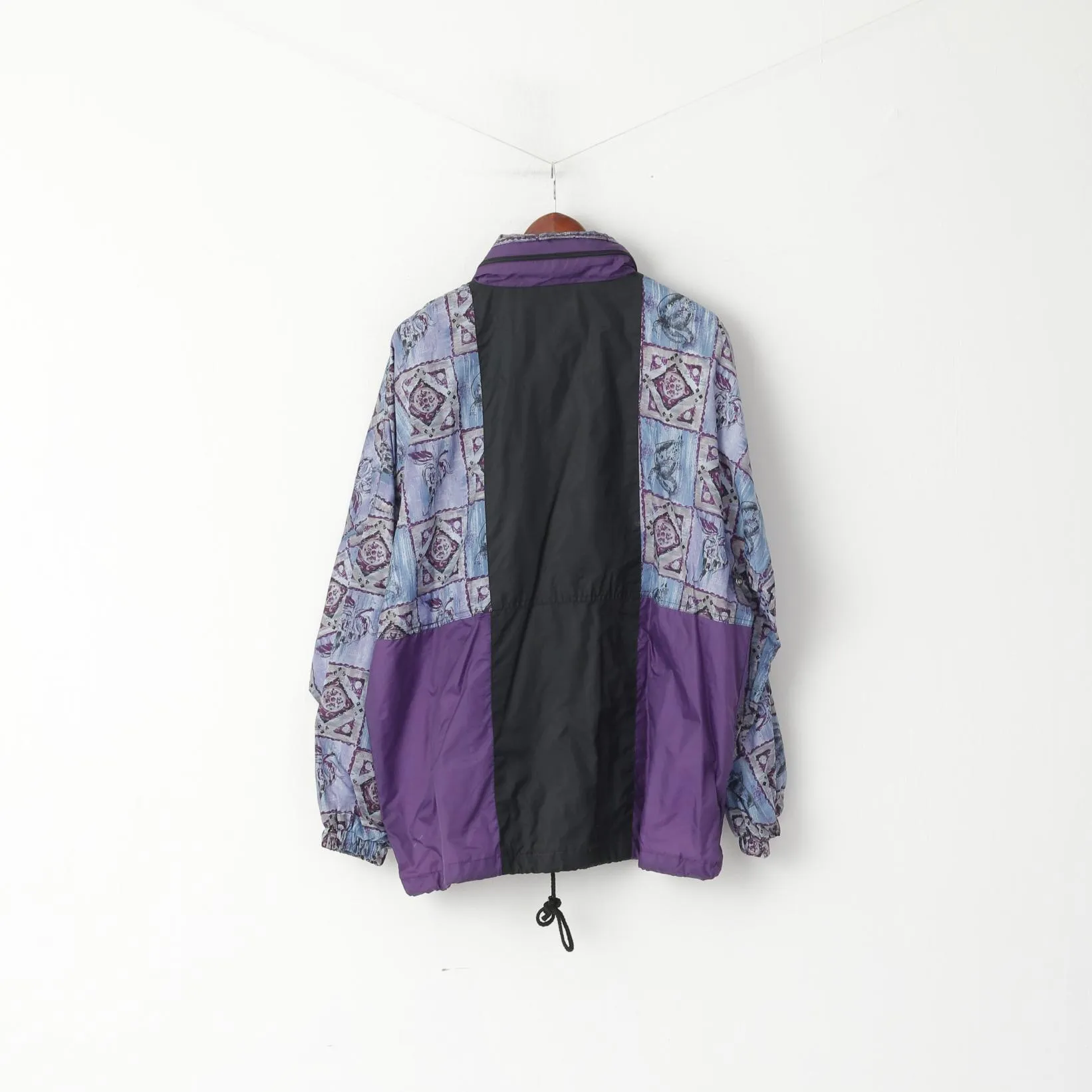 Marcel Clair Men L Jacket Purple Nylon Festival Vintage Waterproof Hidden Hood Unisex