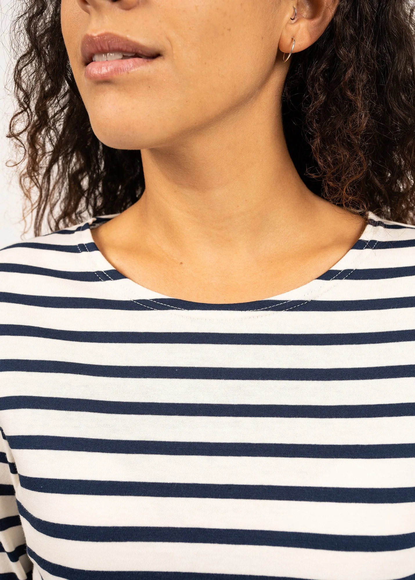 Marinire Minquidame - coupe droite, en coton lger (ECRU/MARINE)